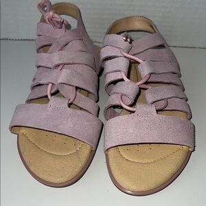 Baby Pink Nubuck Suede Strappy Sandals